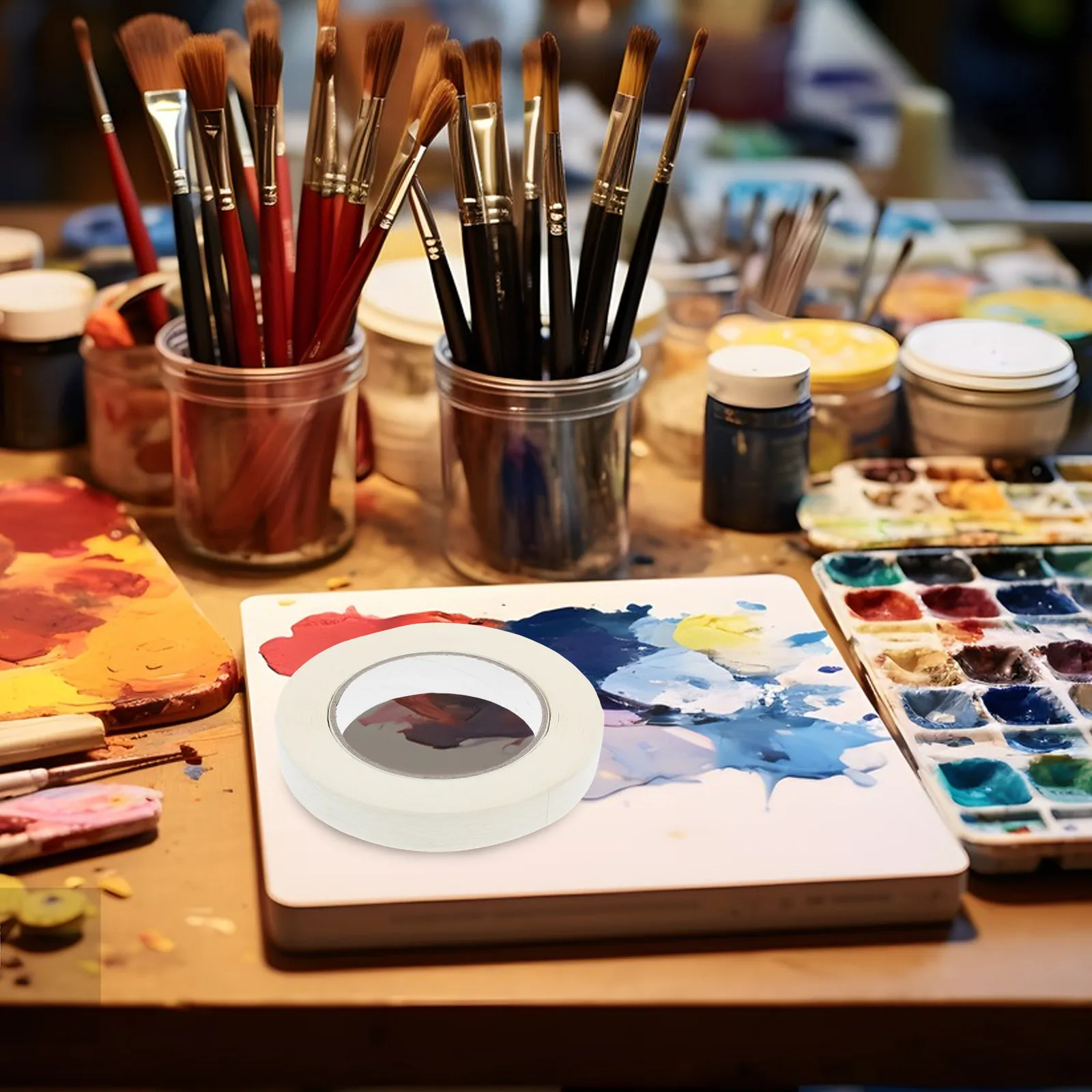 DIY 아트 페인팅을 위한 1롤 컬러 마스킹 테이프, 쓰기 가능한 얇은 테이프, 학교 및 가정 프로젝트용 대량 공예 용품