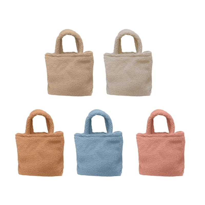 

Shopping Bag Handbag Cellphone Bag for Girl Women Student Solid Color Plush Bag