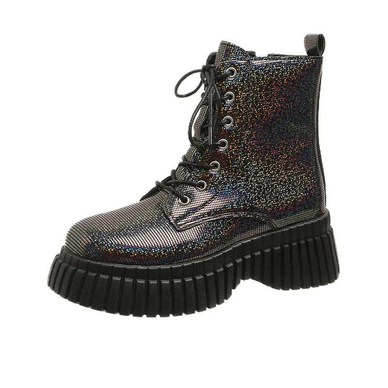 Women's Fashion ankle Boots Platform 2023 British Style Ankle Boots thick Bottom Lace-up Boots Women's Knight Boots Women Shoes