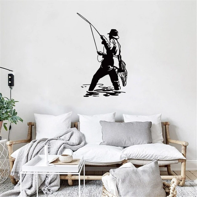 Fly Fishing Wall Sticker Fishing Silhouettes Wall Art Decal Home Decor for  Living Room Bedroom Vinyl Dw20260 - AliExpress