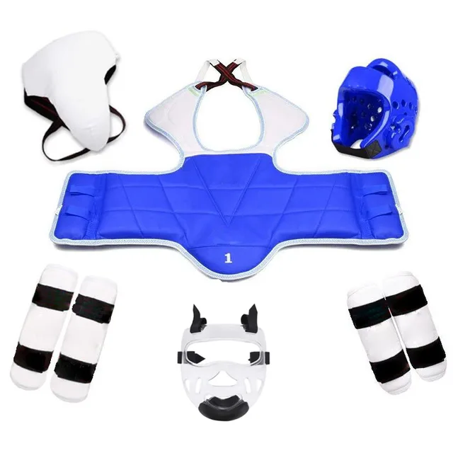 Taekwondo Five-piece Set Helmet Armor Kickboxing Guantes De Boxeo Boxing Glove Capacete Taekwondo Equipment Head Protector Spats six-piece set men