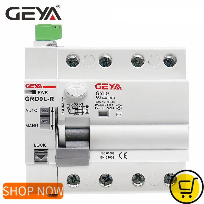 Geya-interruptor Atual Residual do Controle Remoto Auto Religador Esperto Rccb Rcd Elcb Grd9l Rs485 4p 40a 63a