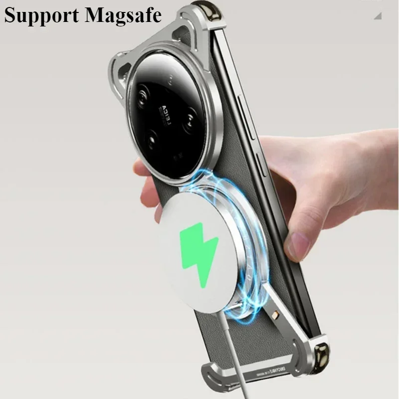 Eary Metal Phone Case for Huawei Mate60Pro+ with Magsafe Magnetic Kickstand Frameless Shockproof Wireless Charging Mate60 Cover
