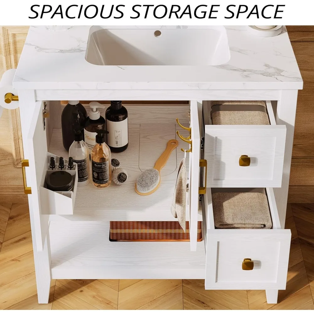 Bathroom Vanity with Sink, 30" Bathroom Cabinet with 2 Drawers and Storage, Modern Bathroom Vanity Set, Easy Assembly 3