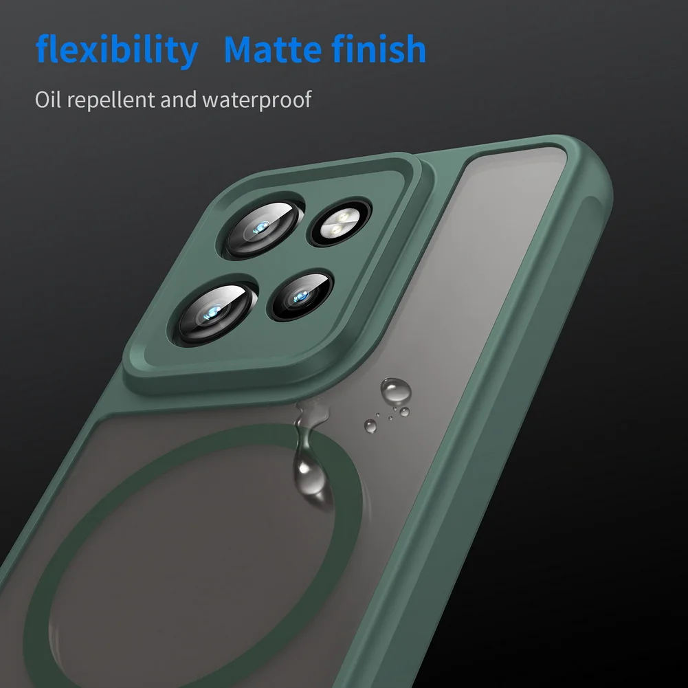 Matte Clear Airbag Shockproof Magnetic Case with Wireless Charging Compatibility