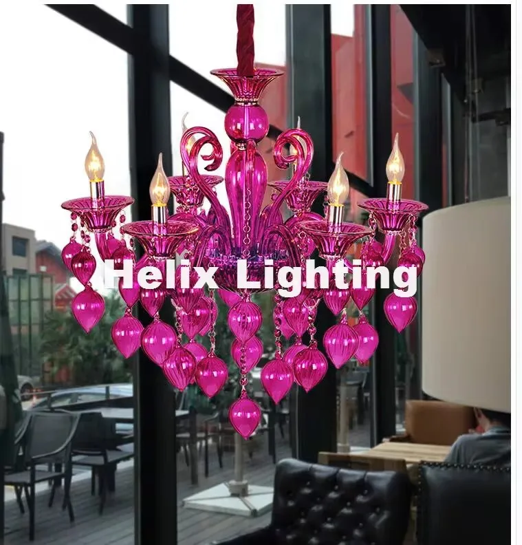 Description Picture 4 of itemModern Colorful Chandelier Lamps For Coffee Shop Wedding Bar Blue Purple Red Yellow Glass Ball Lamp Modern LED Chandelier
