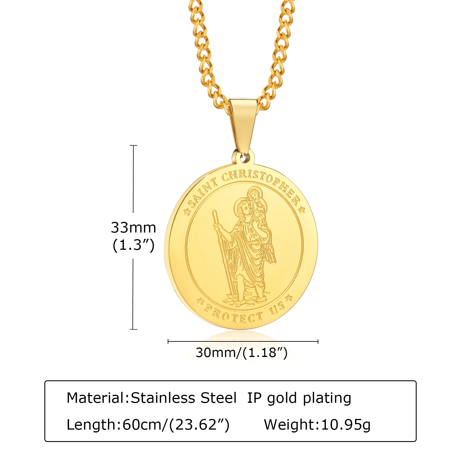 Men's St. Christopher Pendant and Necklace - Gold Plated – Barbarossa  Brothers