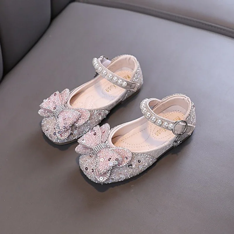 Leather Kids Sequins Flats Shoes for Girls