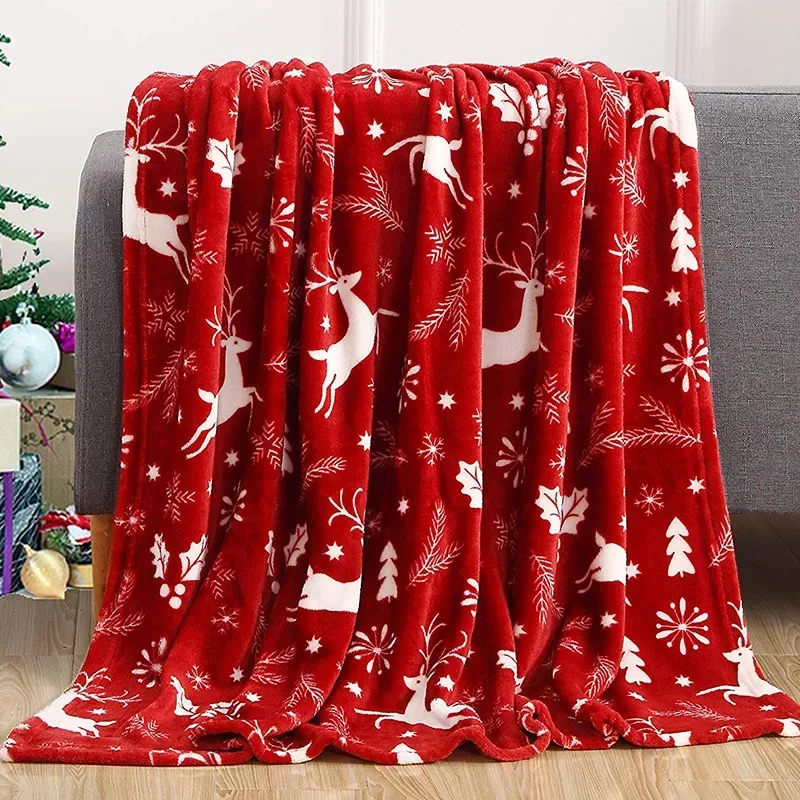 thumbnail image 1 of Manta navideña, manta de franela con diseño de copos de nieve y jengibre 2024, manta de felpa suave y cálida de invierno para sofá cama, 1 of 4