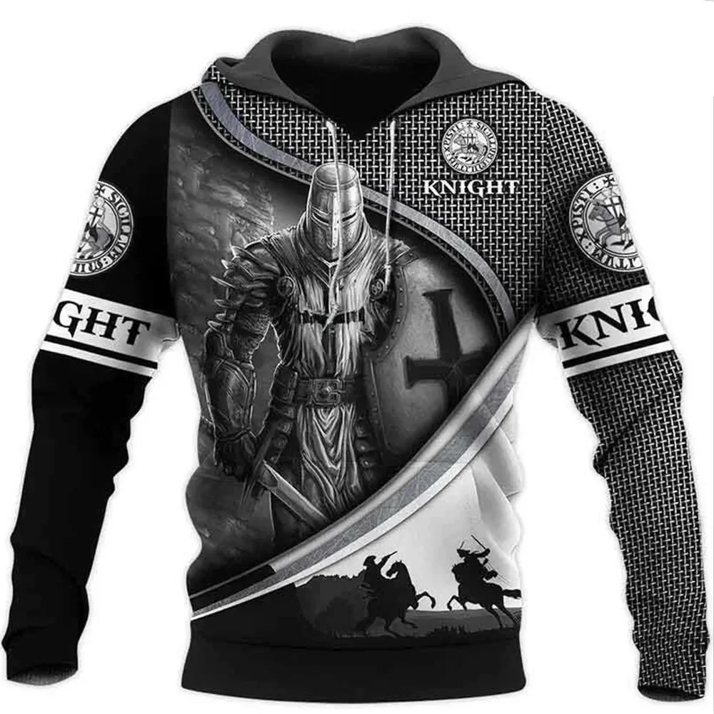 thumbnail image 1 of Sudadera con capucha de los Caballeros Templarios para hombre, sudadera de gran tamaño con estampado 3D, nueva moda 2024, chaqueta holgada, jersey, ropa de calle informal con capucha, 1 of 4