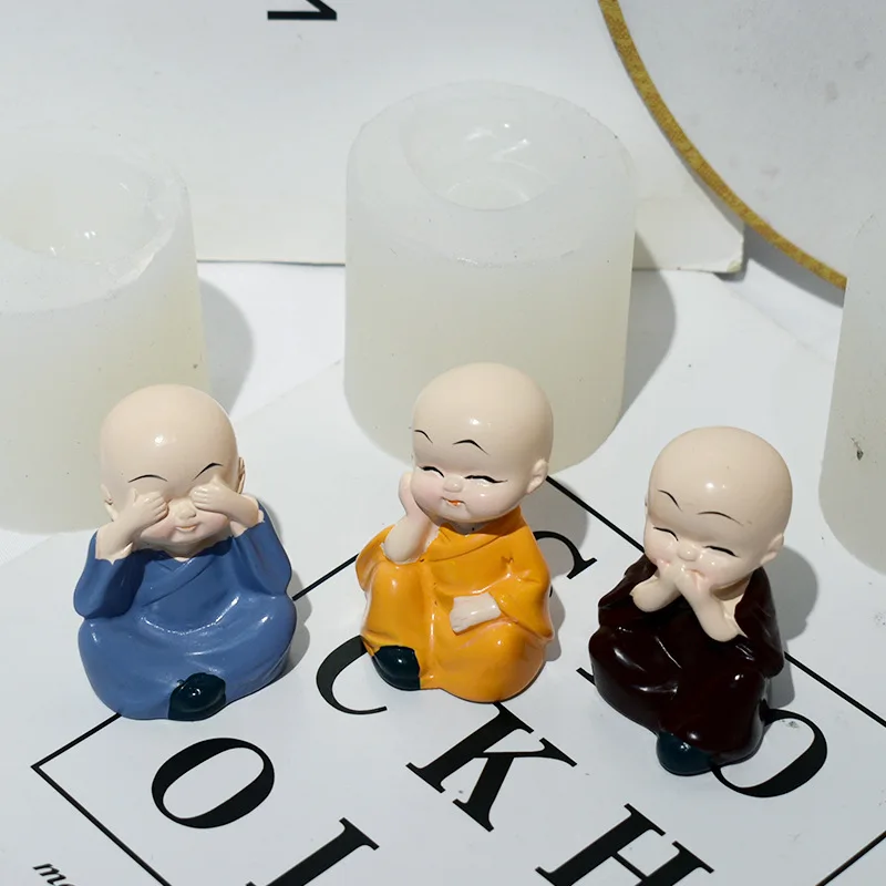 

Lovely Monks Candle Silicone Molds DIY UV Resin Mold Handmade Aromatherapy Candle Plaster Soap Home Craft Making Decoration Mold
