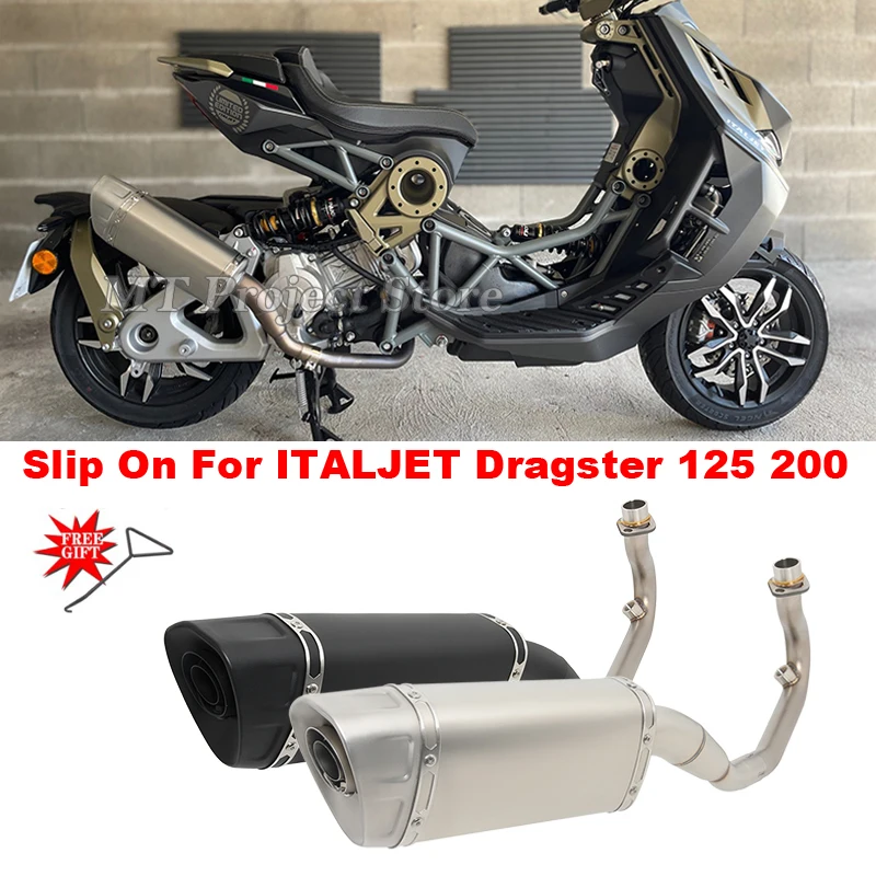Slip On For Italjet Dragster 125 200 Motorcycle Full Systems Exhaust Escape Moto Modified Front Link Pipe Muffler DB Killer