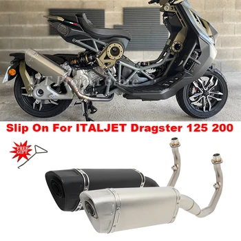 Slip On For Italjet Dragster 125 200 Motorcycle Full Systems Exhaust Escape Moto Modified Front Link Pipe Muffler DB Killer