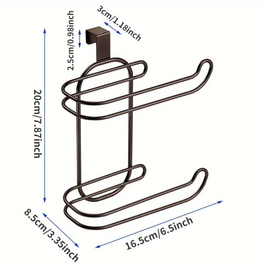 Toilet Roll Holder Storage Roll Holder Hanging Door Back Towel Bar Drawer Back Hooks Bathroom Toilet Double Tube Roll Holder For Kitchen Bathroom