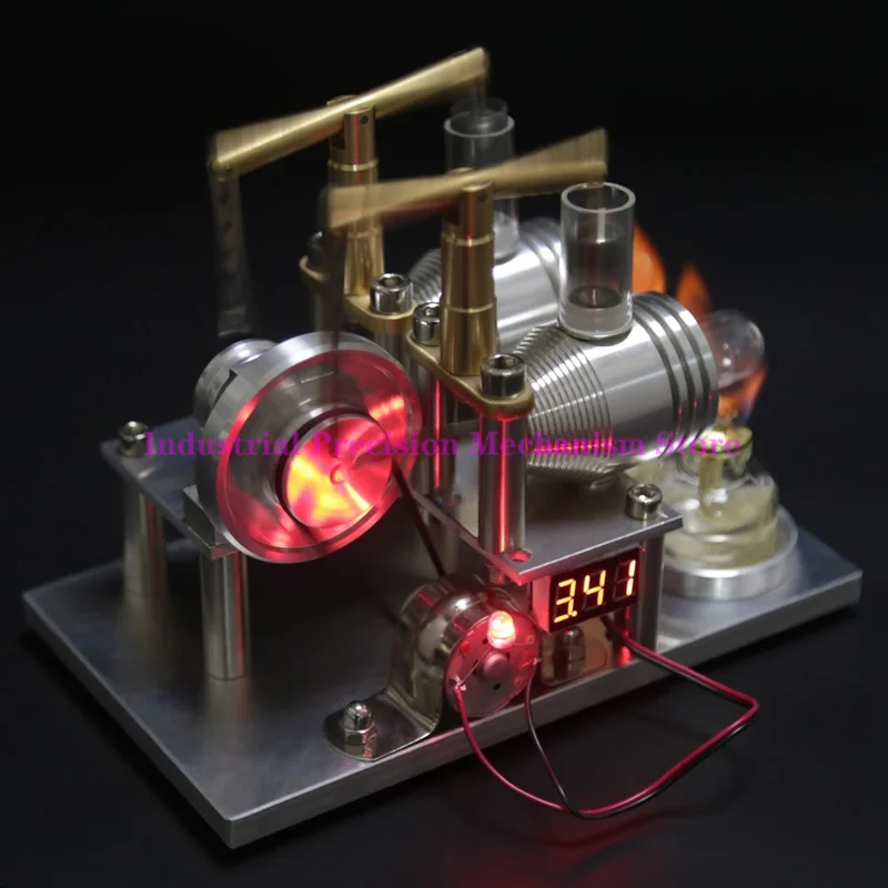 

Stirling engine model, balance style, dual cylinder, with voltmeter, power generation，Scientific experiment/teaching equipment