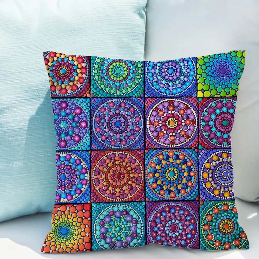 

Mandala Style Pillowcase 45*45 Decorative Cushions for Sofa Fall Decoration Lounge Chairs Pillow Hugs Chair Cushion Short Plush