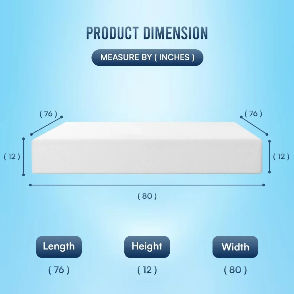 12-inch Gel Memory Foam Mattress Medium Firm Mattresses for Sleep Pressure Relief CertiPUR-US Certified Mattress in a Box, King 6