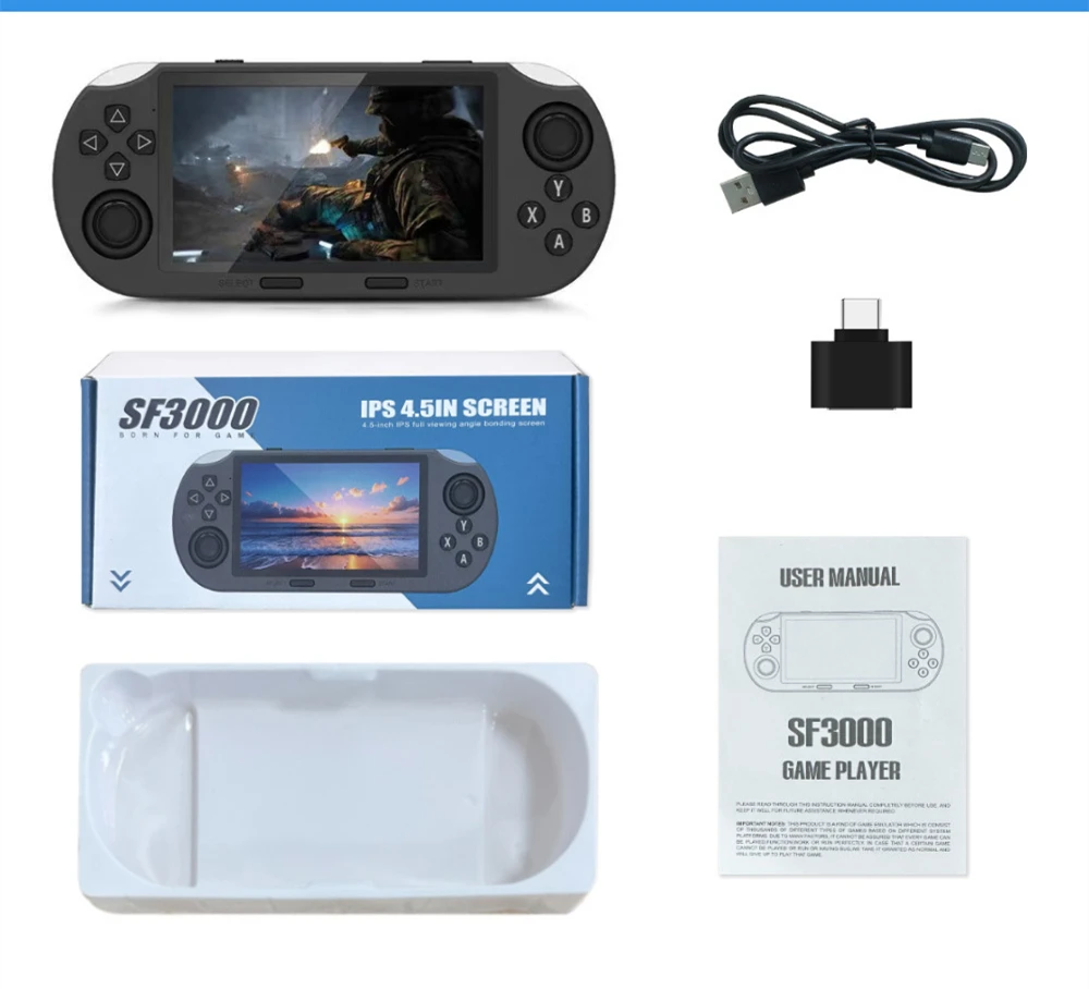 SF3000 Retro Handheld Game Consoles 4.5 Inch IPS Screen