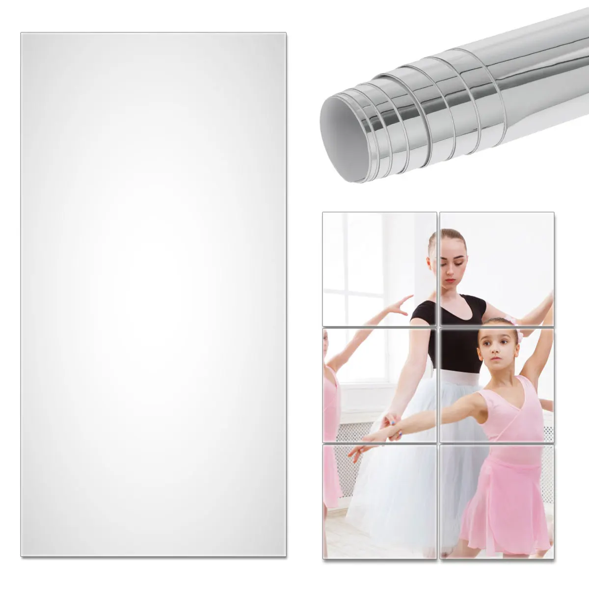 Self Adhesive Mirror Stickers Flexible Mirrors Sheets Cuttable DIY Wall Mirror PET Non Glass Stickers Wall Sticker
