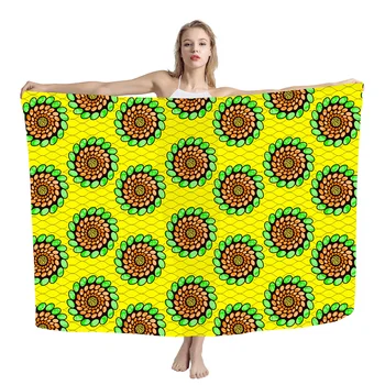Beach Swimsuit Cover-ups African Tribal Clothing Green and Yellow Kaleidoscope Pattern Fabric