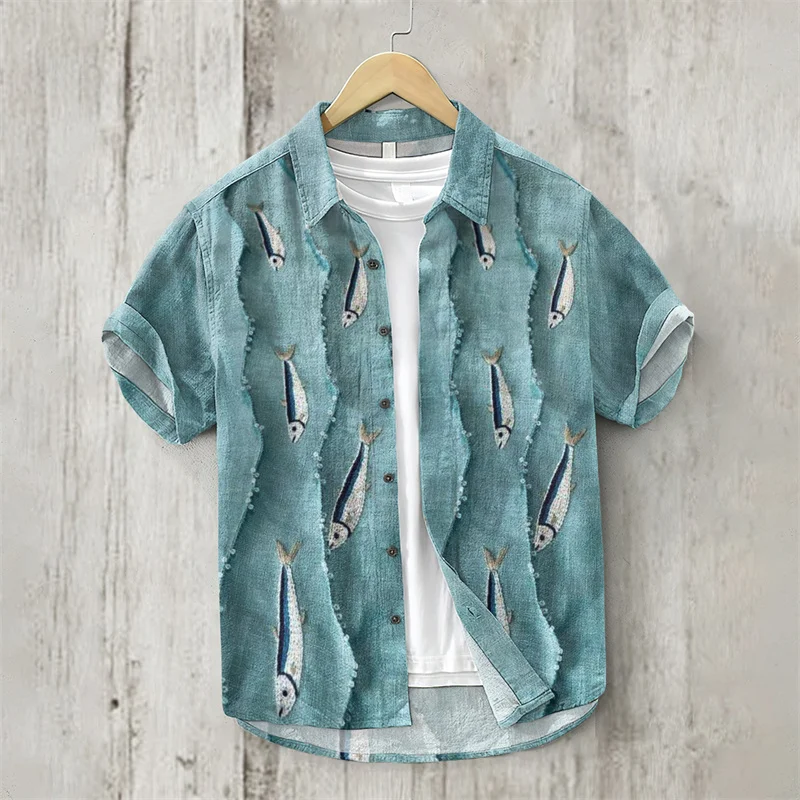 Men's Ice Silk Short sleeved Shirt Summer Japanese Loose Size Men's Thin Hawaiian Half sleeved Shirt Trendy Brand Flower 3