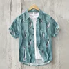 Men's Ice Silk Short sleeved Shirt Summer Japanese Loose Size Men's Thin Hawaiian Half sleeved Shirt Trendy Brand Flower 3