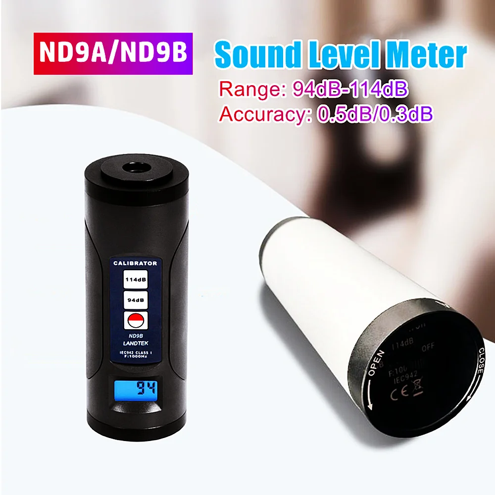 

ND9A ND9B Sound Level Meter 94dB~114dB Sound Level Calibrator Accuracy 0.5dB/0.3dB Noise Decibel Tester For 1/2" 1" Microphone