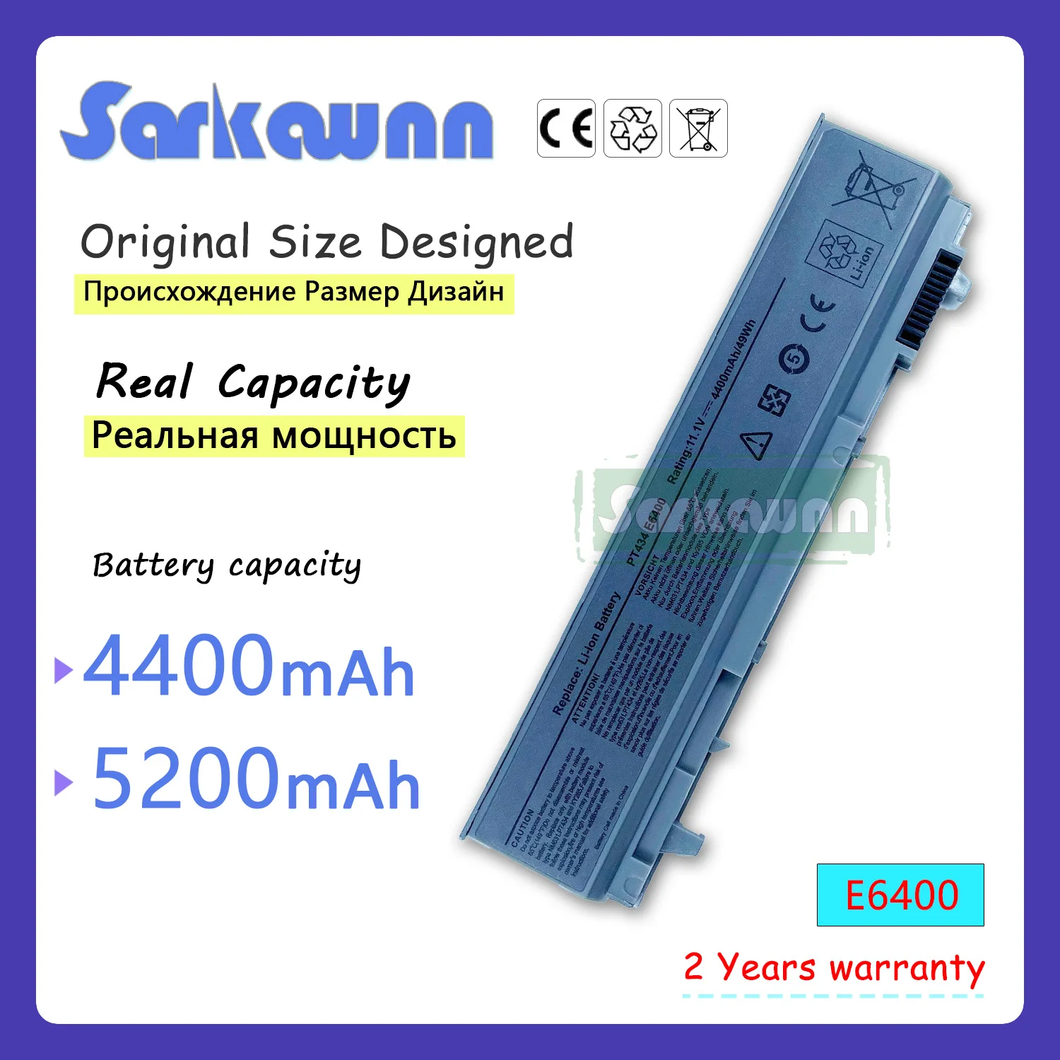 Sarkawnn 5200mah da Bateria do Portátil para Dell Latitude E6400 E6500 E8400 E5410 E6510 Dell Precision M2400 Pt434 E6400