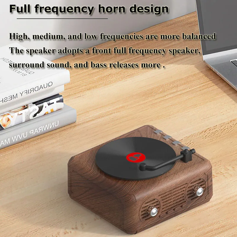 Portable FM Radio Buil-in Speaker Mini Retro CD Player Design Bluetooth Speaker  USB TF Card MP3 Music Player Type-c Charging