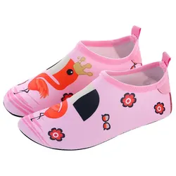Kids Quick-Dry Aqua Barefoot Water Shoes - Animal Design for Beach & Water Activities (Pink Flamingo)