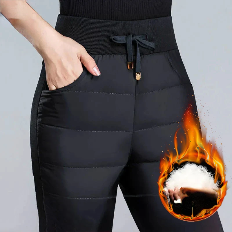 

Elastic High Waist Winter Pants Women Casual Stretch Down Cotton Snow Trousers Skinny Capris Warm Thicken Pencil Pantalones N287