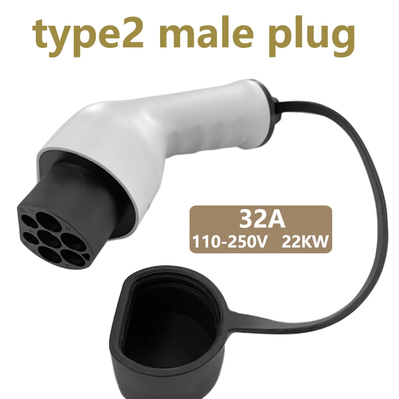 EV Charger Type2 Male Plug for Power Supply Side 32A 3Phase IEC62196-2 Adapter 22KW Single Three Phase European standard car