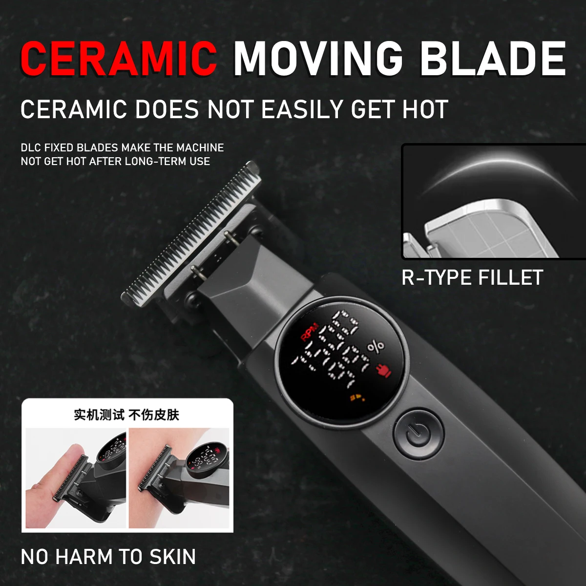 Description Picture 3 of item7500RPM 137 Professional Hair Trimmer Electric Clipper DLC Ceramic Blade Salon Finisher Machine for Man Barber