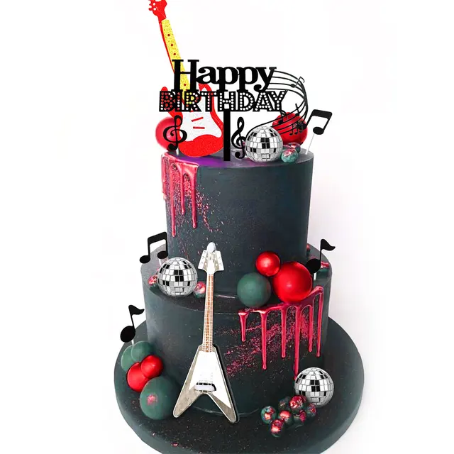Note Musicali Cupcake Toppers 24 Pezzi - Tema Rockstar, Per Torte, Compleanni, Feste Musicali (Design B) - Foto 3