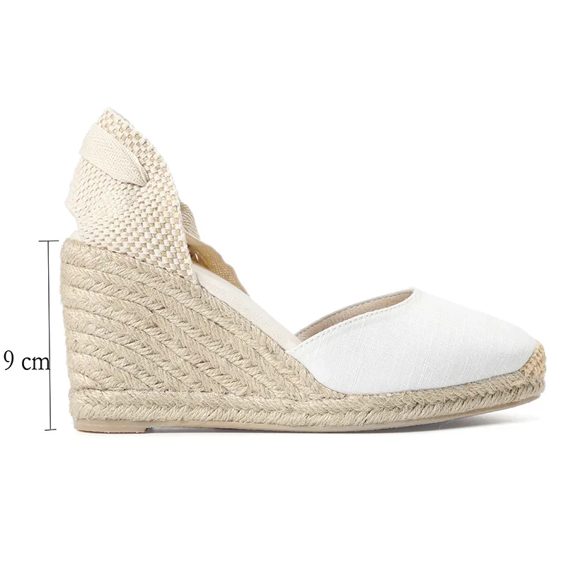 Ubuy Espadrille Wedges Closed Toe Lace Up Women's Ankle Strap