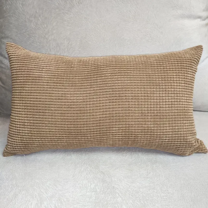 Nordic pillow case Solid Color Corn Velvet Sofa Waist Pillow Cover Rectangular Chair Backrest Back Cushion Bedside without Core