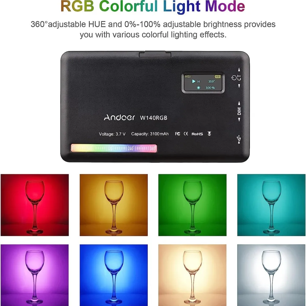 

Portable Stepless Color Adjustment Beauty Fill Light Dimming Flash With Screen