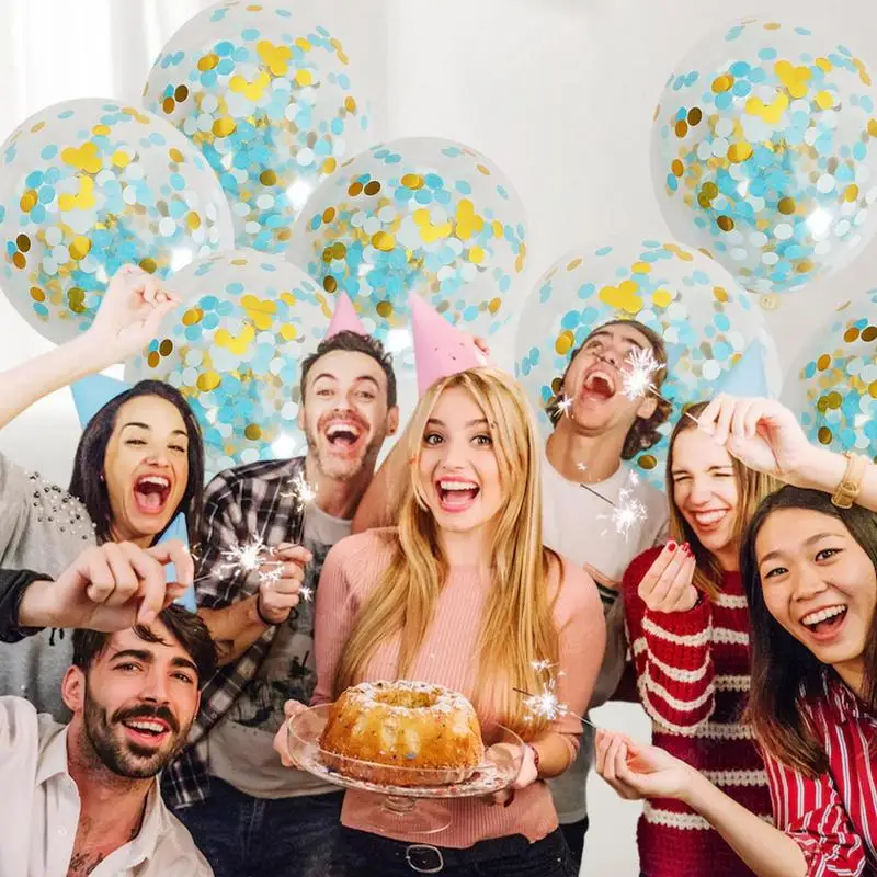 Balloons With Golden Paper Latex Party Balloon 100Pieces 12Inches Confetti Balloons Transparent Multicolor Sequin Balloon