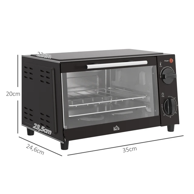 Mini forno elettrico HOMCOM 9L 50W con timer nero a temperatura regolabile 3