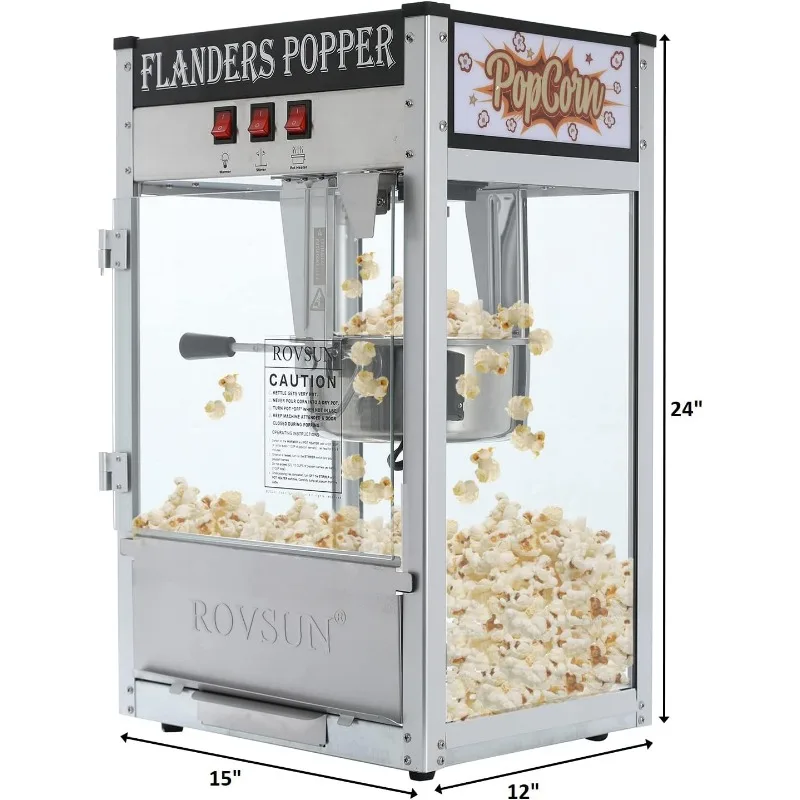 Popcorn Machine 8 Ounce Kettle Makes Up to 32 Cups Commercial Countertop Maker