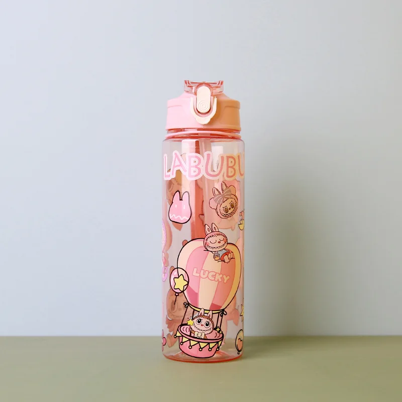 Water Cup Children's Cartoon Transparent Pop-up Spout Water Cup Hand-held Strap Anti-fall Kettle Space Cup