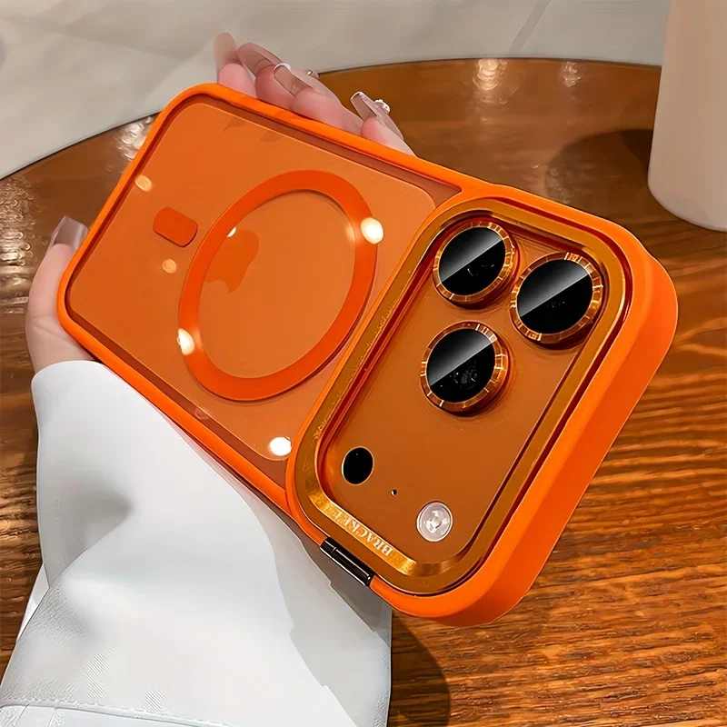 Premium Magnetic Wireless Charging Shockproof Case with Lens Holder - Acrylic Transparent Armor Design
