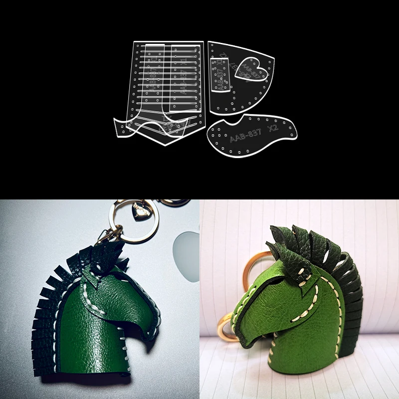 Acrylic Template Keychain Pendant Decoration, Leather Craft, Handmade Leather, DIY Sewing Pattern, 7x8cm, 1Set