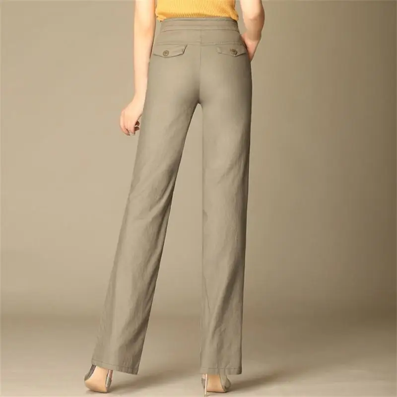 black cargo pants Free Shipping High Quality Women Cotton and Linen Casual Long Pants Female Mother Fashion Leisure Mid Waist Wide Leg Trousers khaki pants