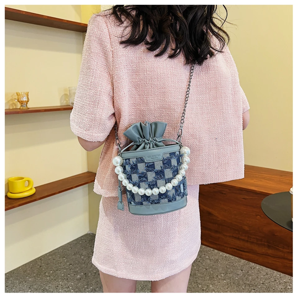 Personalized Bucket Bag 2022 New Women's Handbag Trend  Single Shoulder Cross Bag Niche Design Casual Fashion Denim Small Bag