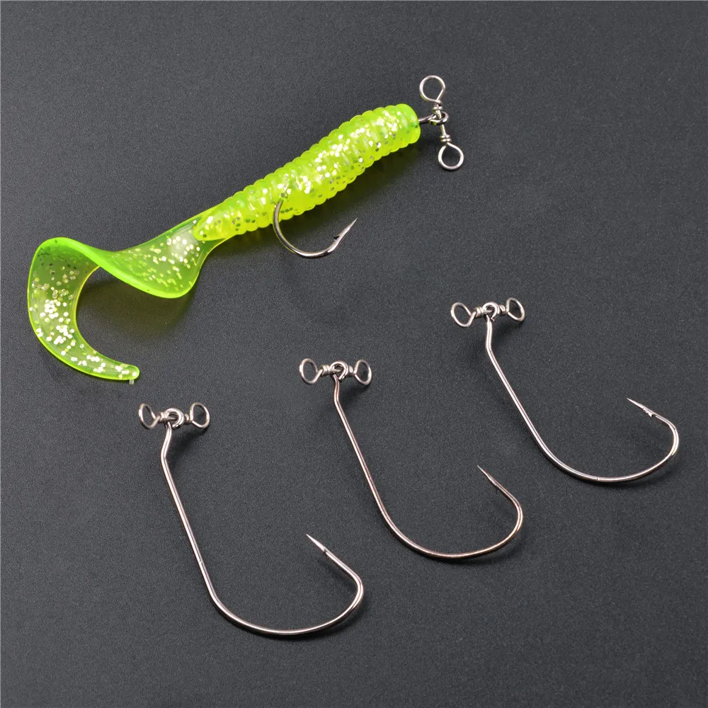 50Pcs Drop shot hooks with swivel in-line Worm bait Drop Shot fishing rig  2/0 3/0 4/0 Fish hook for Crappie Bass Fishing Kit