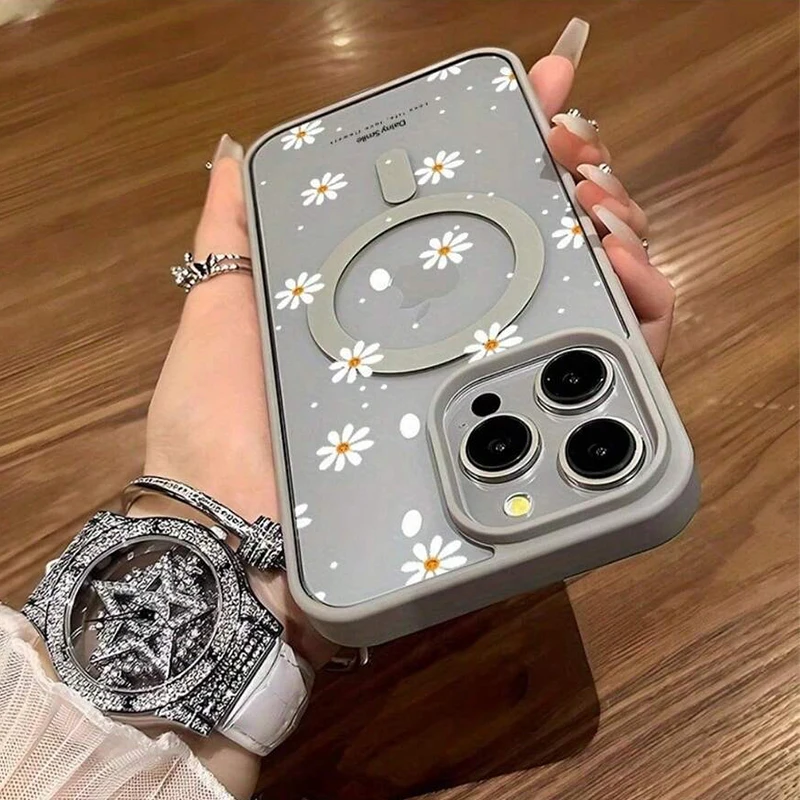 iPhone Magnetic Case with Small Daisy Pattern 7