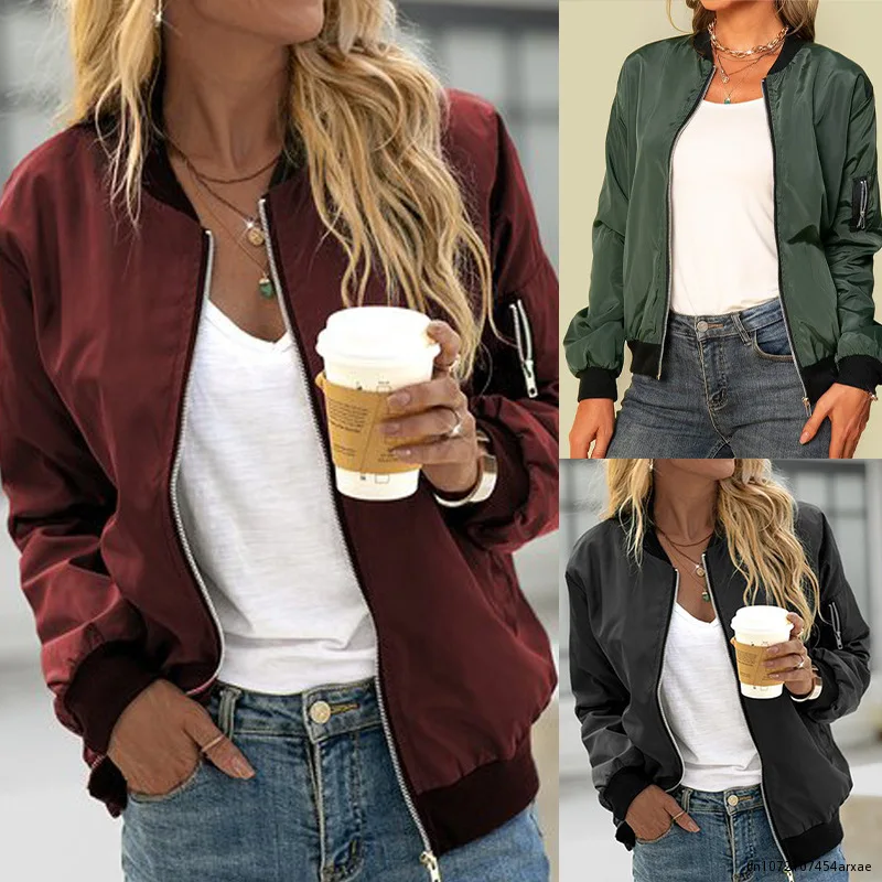 

Coat 2023 Spring New Fashion Trend Green stand collar Zipper Long Sleeve Solid Color Pockets Temperament Jacket Women