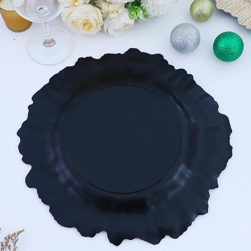 6pcs 12.6inch Golden Reef Plastic Charger Plates Reusable Shatter-Resistant