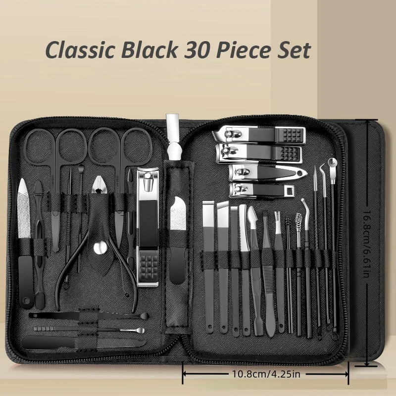 30 in 1 Manicure Set Nail Clipper Set Nail Kit for Women Men Stainless Steel Manicure Kit Professional with Travel Case 6
